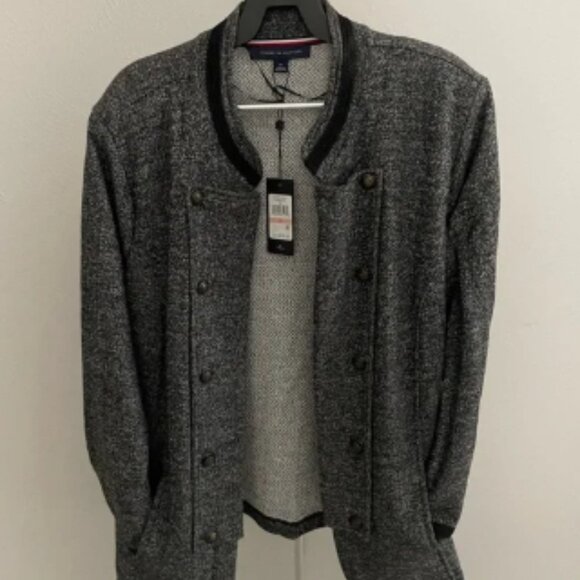 Tommy Hilfiger Gray with Black Trim Blazer with Military Look - Picture 1 of 5